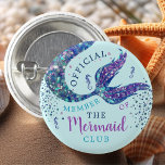 Aqua Mermaid Birthday Party Favour Button<br><div class="desc">Looking for the perfect party favours for your little one's mermaid-themed birthday party? Look no further than our stunning purple mermaid birthday party favour button! With a beautiful blue and purple glitter print mermaid tail and seahorses on a vibrant aquamarine background, this button is sure to delight any young mermaid...</div>