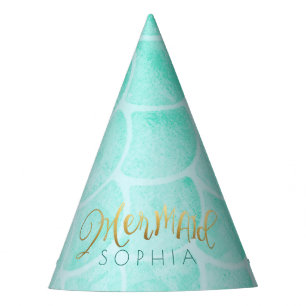 Aqua Mermaid Birthday Party Party Hat