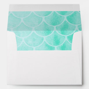 Aqua Mermaid Scales Seashell Envelopes