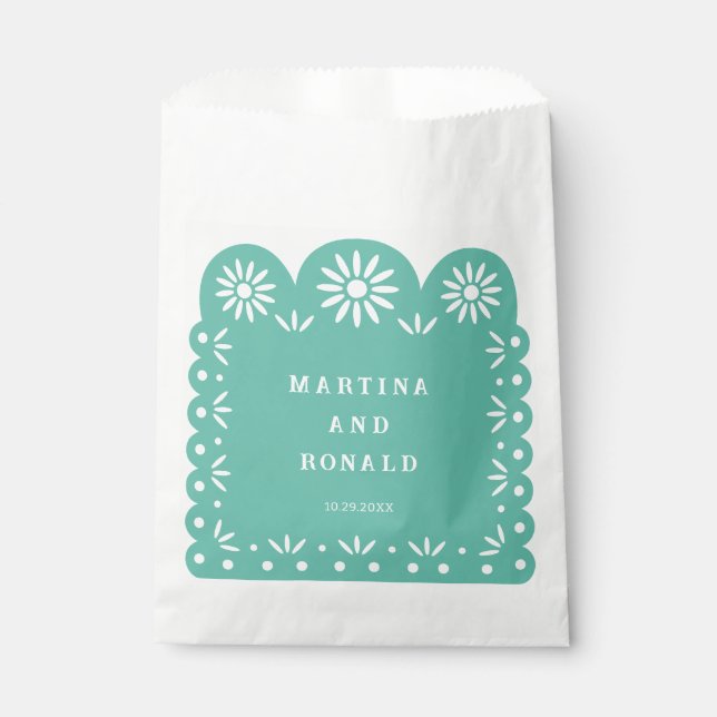 AQUA MEXICAN PAPEL PICADO FAVOUR BAGS (Front)
