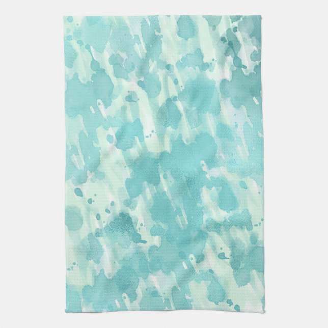 Aqua Mint Abstract Tea Towel (Vertical)
