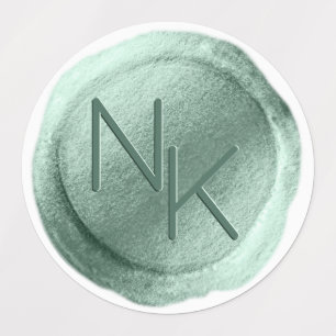 Aqua Mint Foil Wax Seal Initials Wedding Monogram