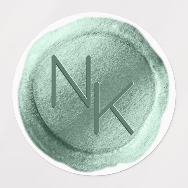 Aqua Mint Foil Wax Seal Initials Wedding Monogram (Design 1)