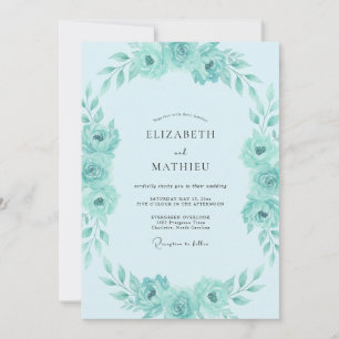 Aqua Mint Foliage Soft Eucalyptus Wedding Invitation