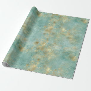 Aqua Mint Gold Abstract Wrapping Paper