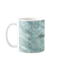 Aqua Mint Gold Glitter Stars