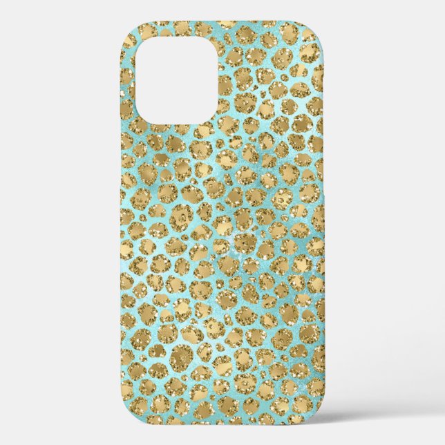 Aqua Mint Gold Glitz Glitter Leopard        Case-Mate iPhone Case (Back)