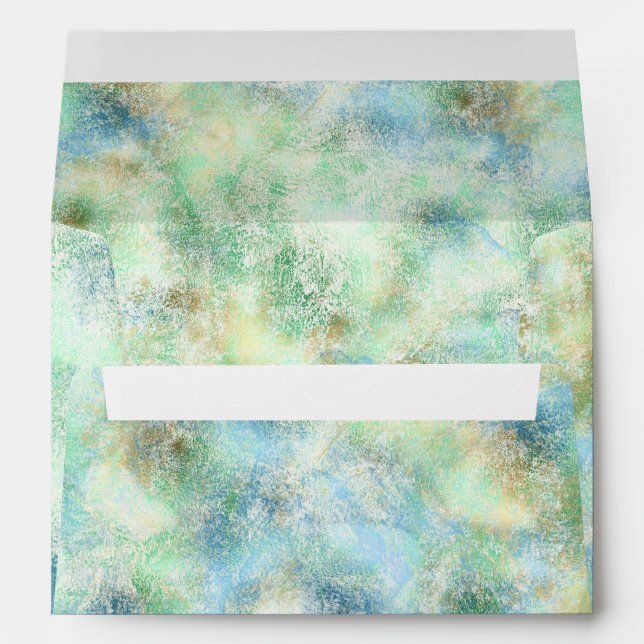 Aqua Mint Gold Marble Abstract Envelope (Back (Bottom))