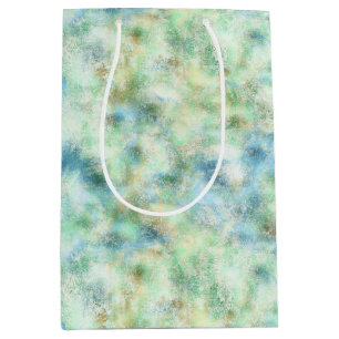 Aqua Mint Gold Marble Abstract Medium Gift Bag