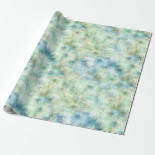Aqua Mint Gold Marble Abstract Wrapping Paper