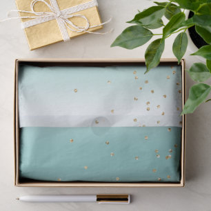 Aqua Mint Gold Sparkle Dots Christmas Tissue Paper