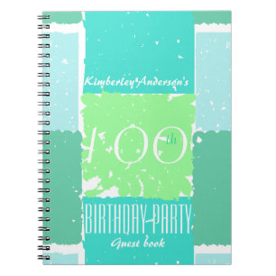 Aqua Mint Green Colours 100th birthday Guest Book