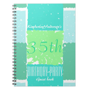 Aqua Mint Green Colours 35th birthday Guest Book