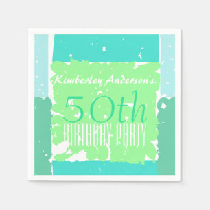 Aqua Mint Green Colours 50th birthday paper napkin