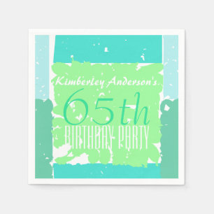 Aqua Mint Green Colours 65th birthday paper napkin