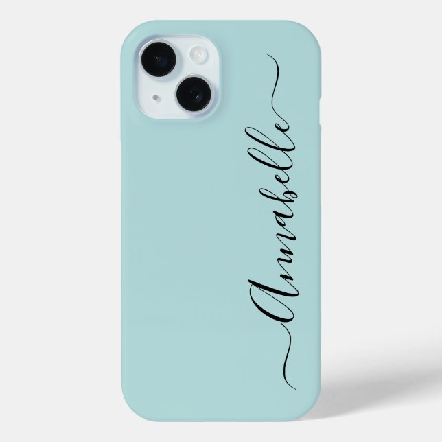 Aqua Mint Green Personalised Name Case-Mate iPhone Case (Back)