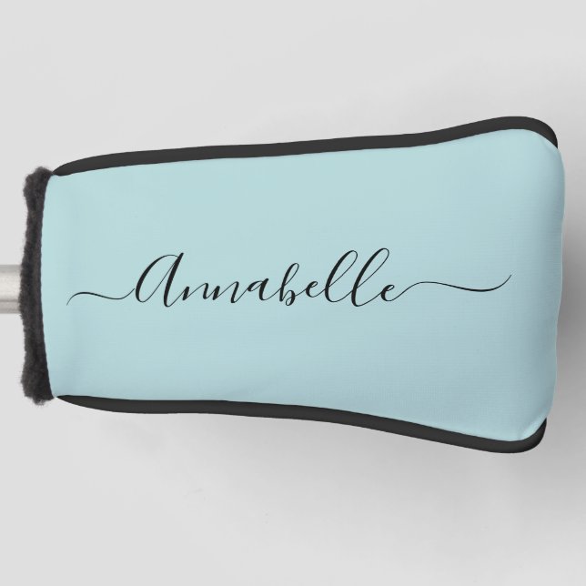 Aqua Mint Green Personalised Name Golf Head Cover (Front)