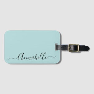 Aqua Mint Green Personalised Name Luggage Tag