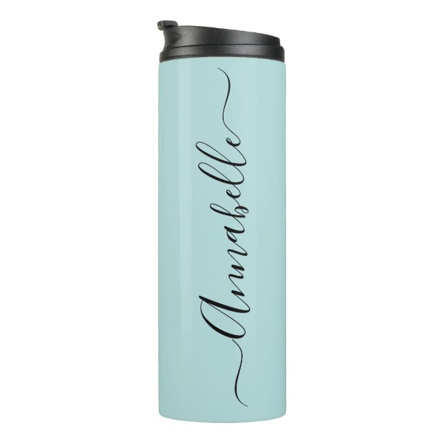Aqua Mint Green Personalised Name Thermal Tumbler (Rotated Right)