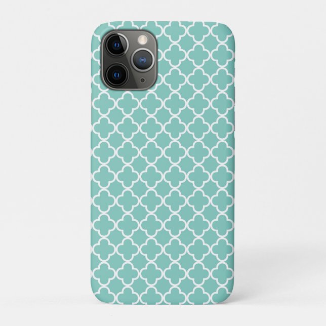 Aqua Mint Quatrefoil Pattern Case-Mate iPhone Case (Back)