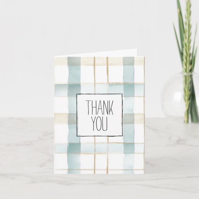 Aqua Mint Stripes Thank You Card (Front)