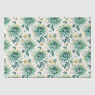 Aqua Mint White Floral Wedding Tissue Paper