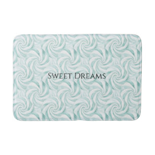 Aqua Mint White Swirls Bath Mat