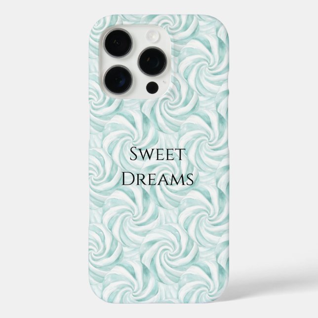 Aqua Mint White Swirls Case-Mate iPhone Case (Back)