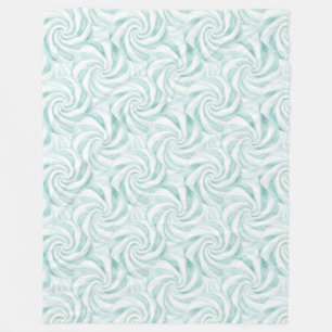 Aqua Mint White Swirls Christmas Fleece Blanket