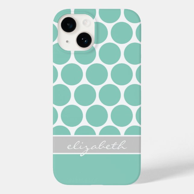 Aqua Mod Dots Custom Monogram Case-Mate iPhone Case (Back)
