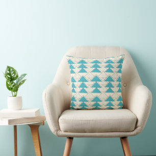 Aqua Modern Arrow Stylised Mountain Pattern Pillow