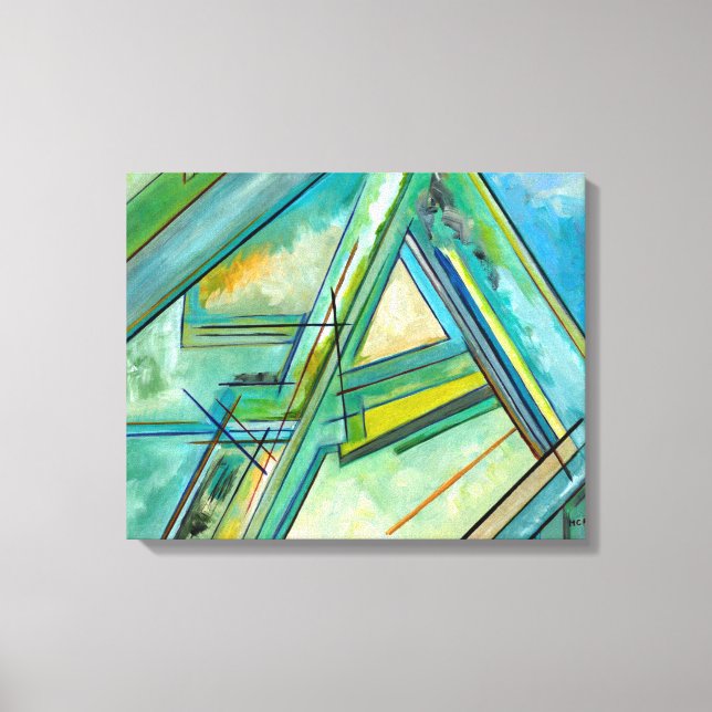 Aqua Modern Art Abstract Colourful Canvas Prints (Front)