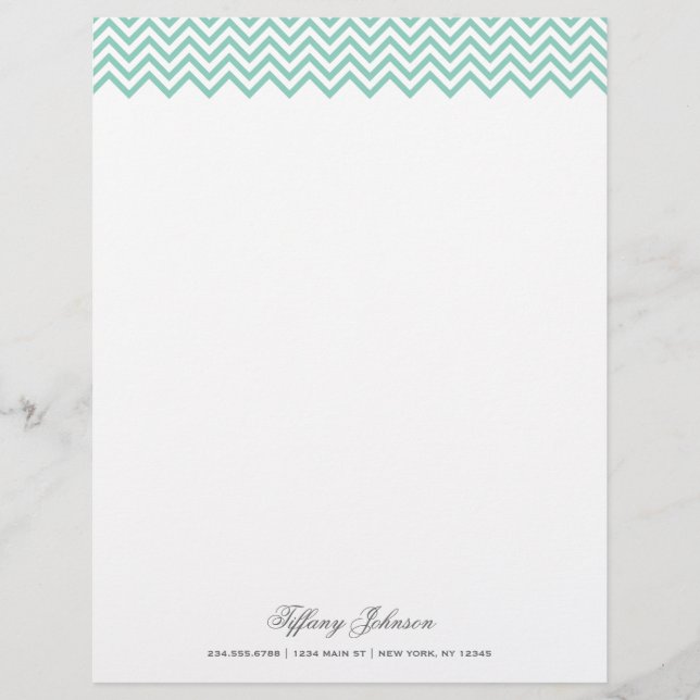 Aqua Modern Chevron Border Personalised Letterhead (Front)