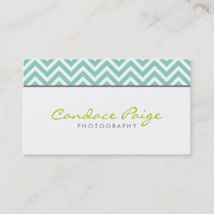 Aqua Modern Chevron Stripes Business Card