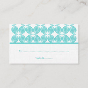 Aqua Modern Deco Place Card