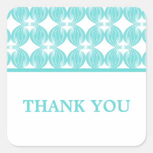 Aqua Modern Deco Thank You Stickers