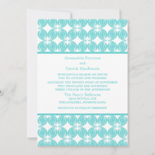 Aqua Modern Deco Wedding Invite