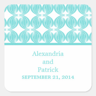 Aqua Modern Deco Wedding Stickers