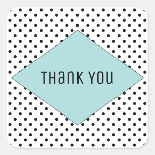 Aqua Modern Polka Dots Wedding Thank You Square Sticker
