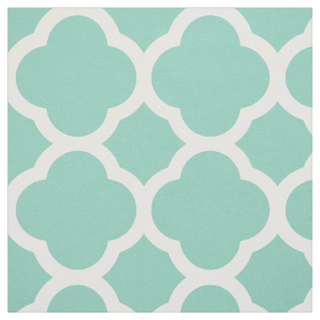 Aqua Modern Quatrefoil Large Scale Fabric (Swatch)