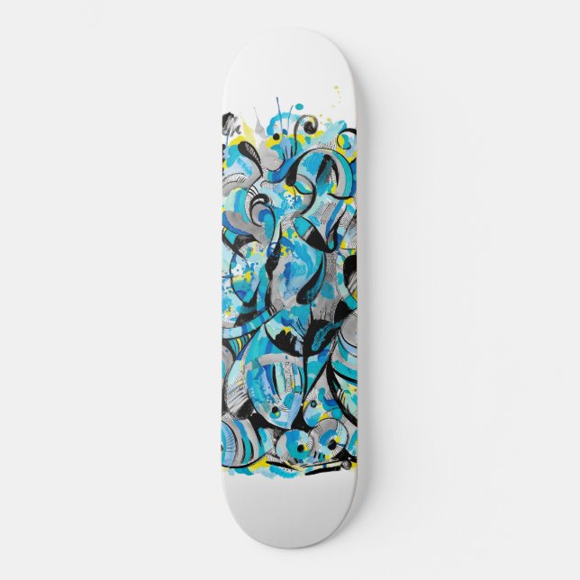 Aqua modern skateboard deck (Front)