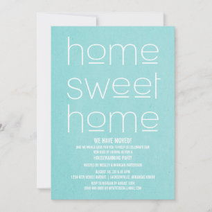 Aqua Modern Sweet Home Housewarming Party Invitation