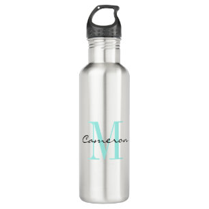 Aqua Monogram Initial and Name Personalised  710 Ml Water Bottle