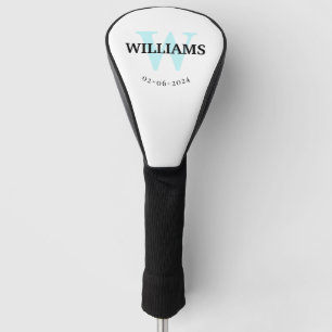 Aqua Monogram Initial and Name Personalised Golf H Head Cover
