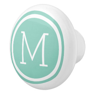 Aqua Monogram Personalised Drawer Knob