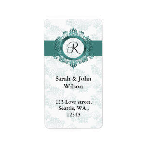 aqua monogram return address label