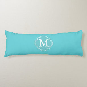Aqua Monogram Solid Body Cushion