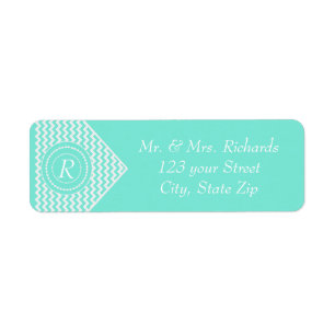 Aqua Monogrammed Chevron