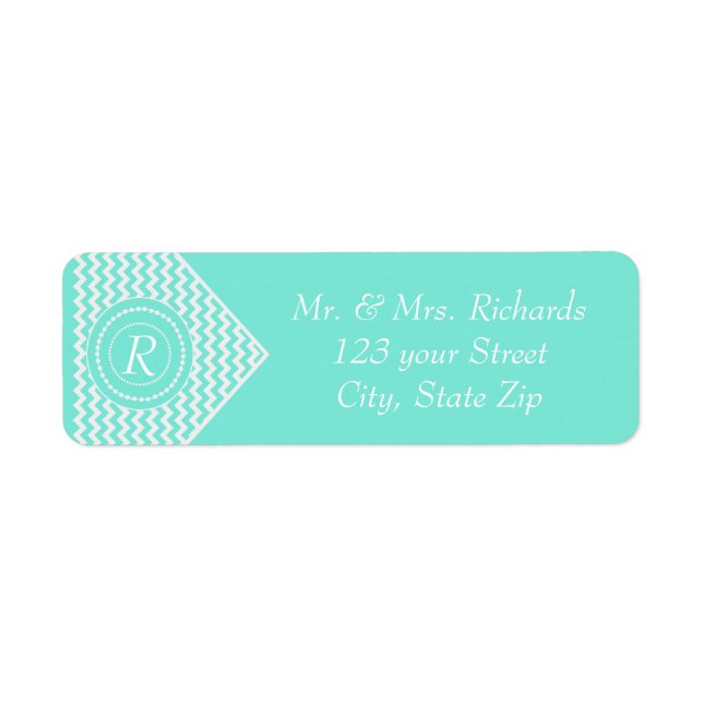Aqua Monogrammed Chevron (Front)