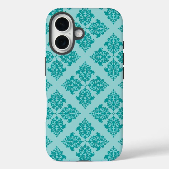 Aqua Moroccan Damask Case-Mate iPhone Case (Back)